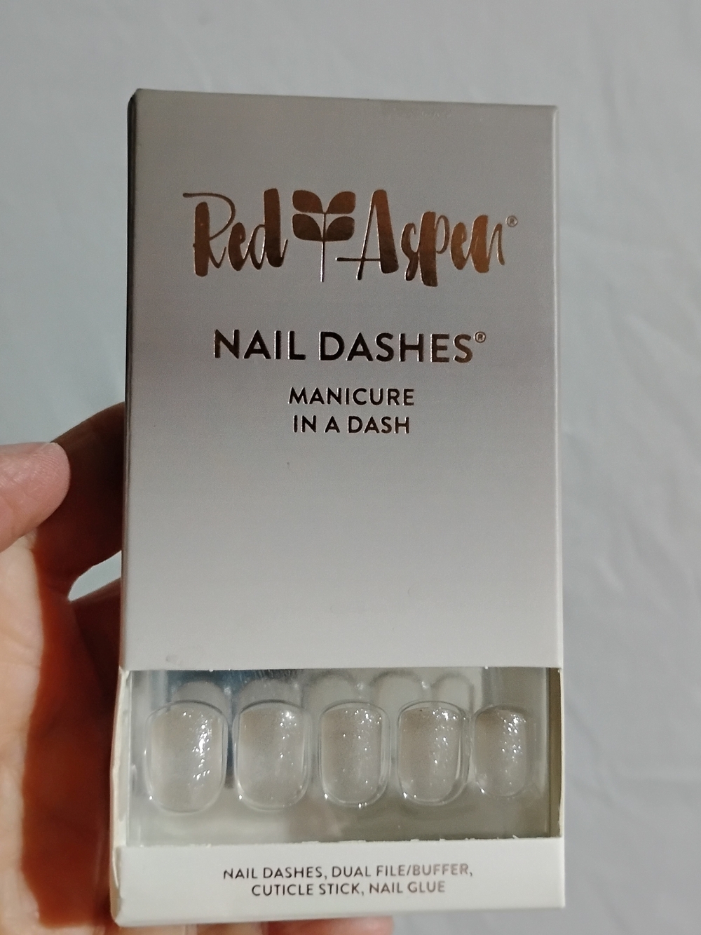 Red Aspen Nail Dashes Clear Glitter PressOn Nails Summer Concert Series Charlize